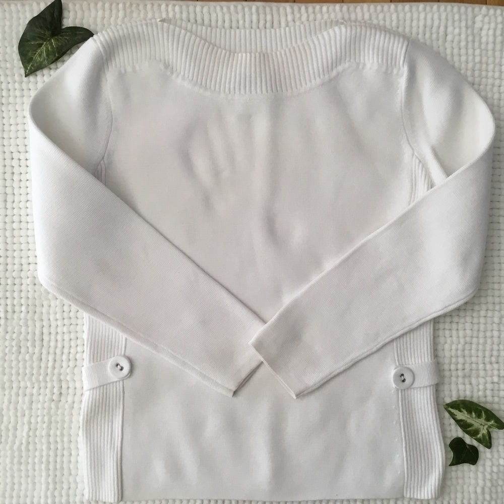 Talbots SP white cotton knit sweater